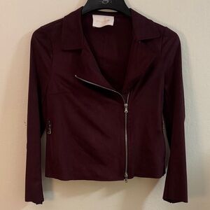 Hope Milano: Deep Burgundy Asymmetrical Zip Moto Jacket